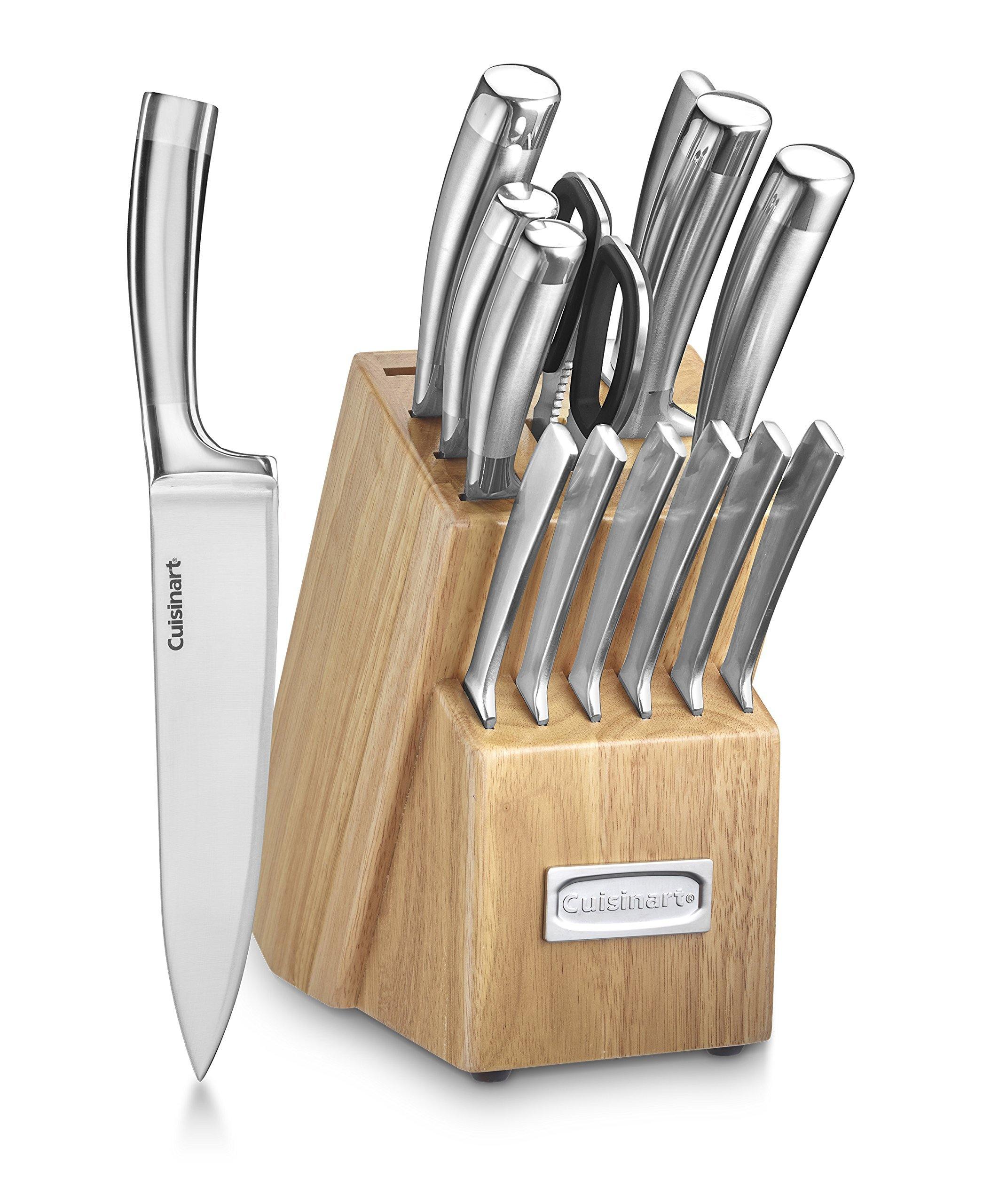 Cuisinart C99SS-15P 15 Piece Stainless Steel Blades Set with Wood Block, Silver - JOY2ESpree