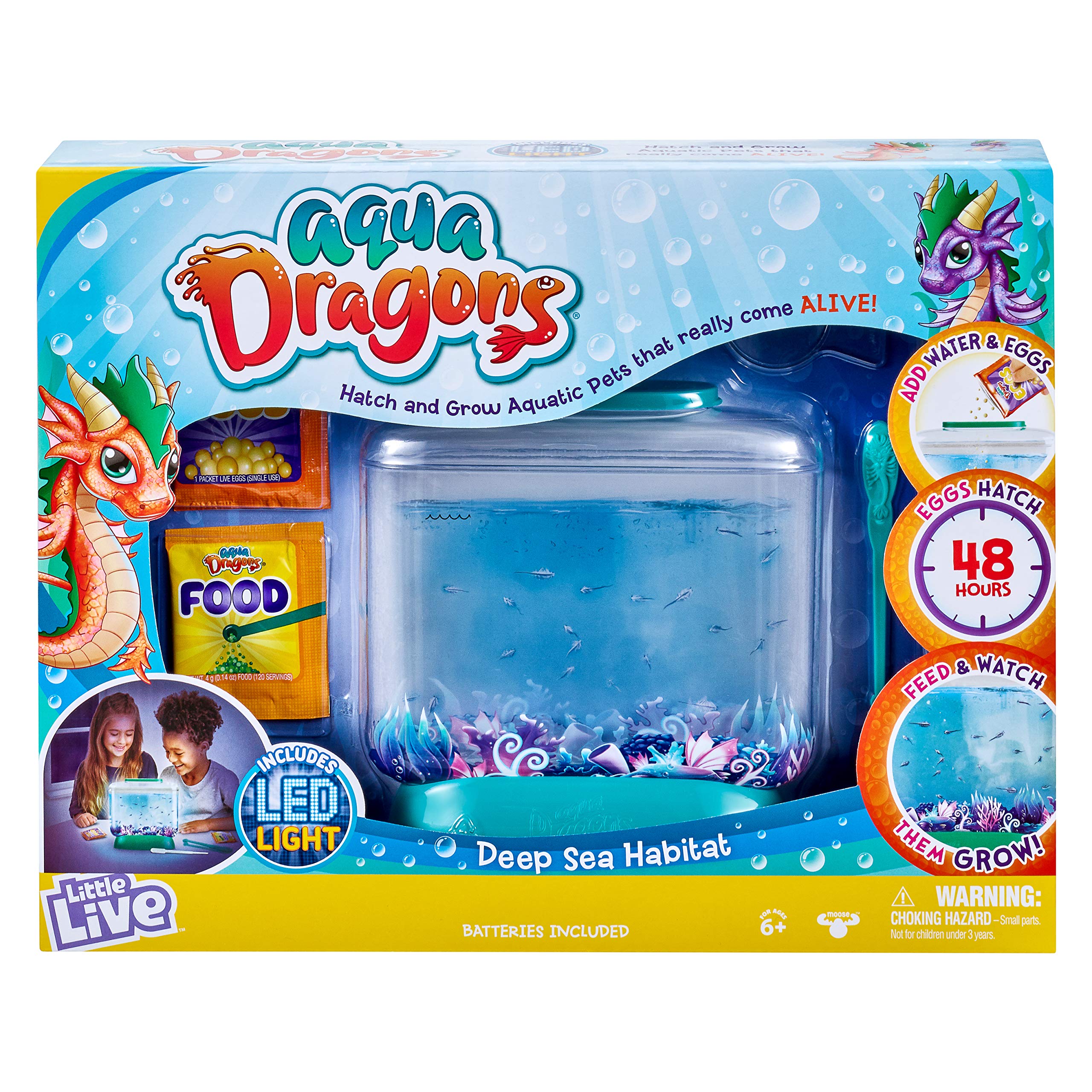 Little Live Aqua Dragons - Deep Sea Habitat - LED Light Up Tank Hatch and Grow Aquatic Pets - JOY2ESpree