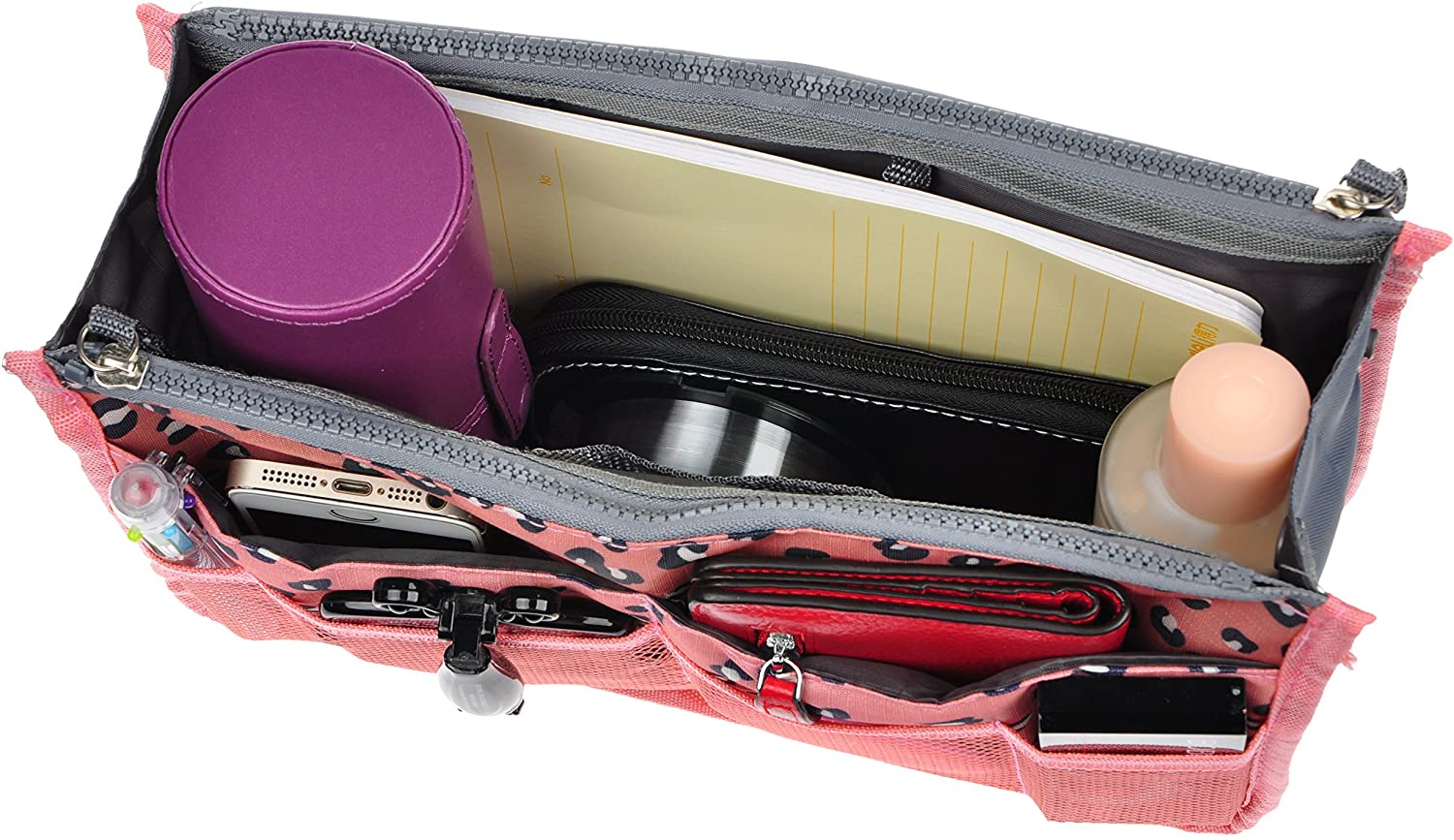 Vercord Purse Organizer Insert for Handbags Bag Organizers Inside Tote Pocketbook Women Nurse Nylon 13 Pockets Black Medium