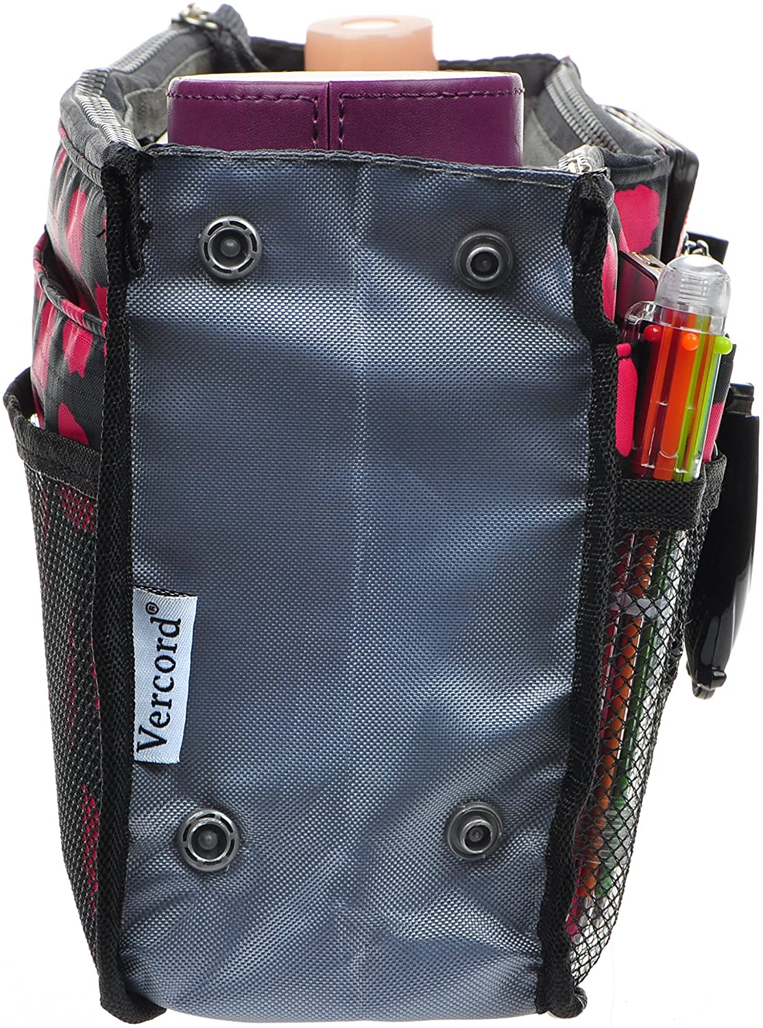 Vercord Purse Organizer Insert for Handbags Bag Organizers Inside Tote Pocketbook Women Nurse Nylon 13 Pockets Black Medium