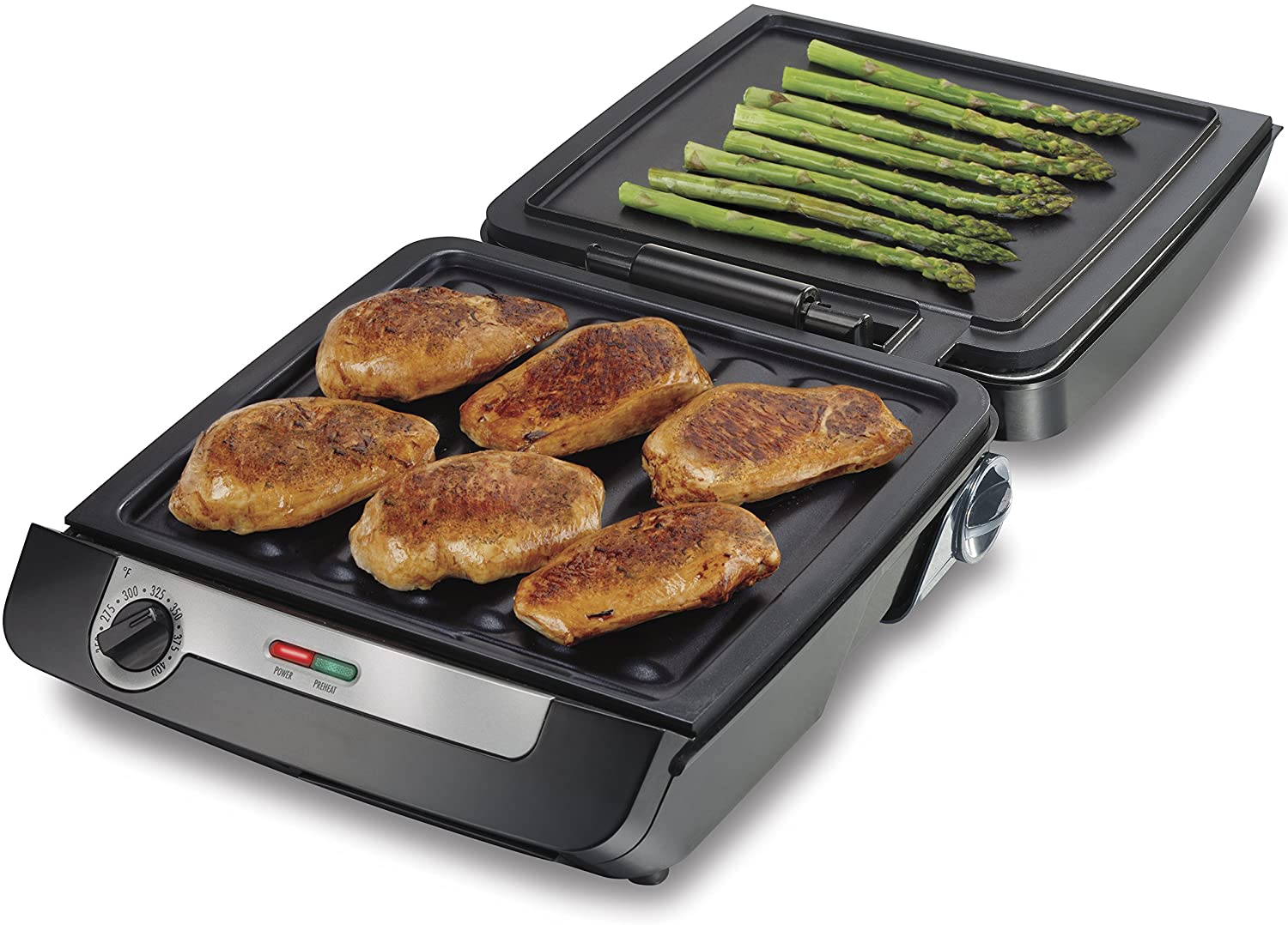 Hamilton Beach Electric Indoor Searing Grill with Viewing Window and Removable Easy-to-Clean Nonstick Plate - JOY2ESpree