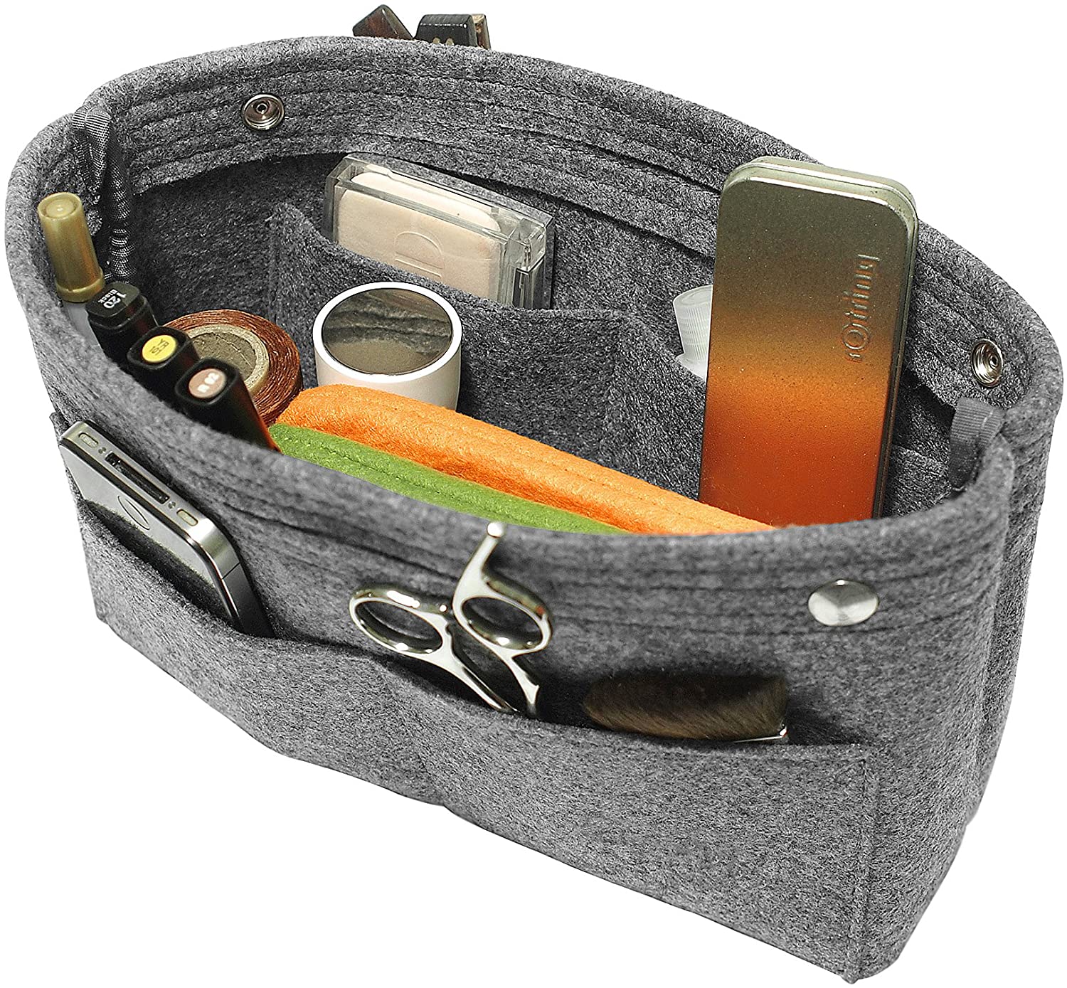 TOPHOME Insert Handbag Organizer Bag in Bag Cosmetic Storage Makeup Bag Organizers Felt Container Organizer Storage Organizing Home Girl Handbag Grey