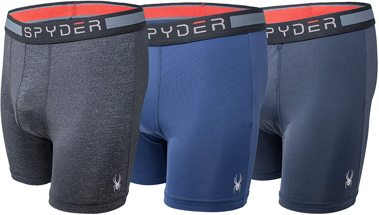 Spyder Mens Boxer Briefs Performance Sports Compression Shorts Athletic Mens Underwear - Mens Boxers Brief - 3 Pack for Men