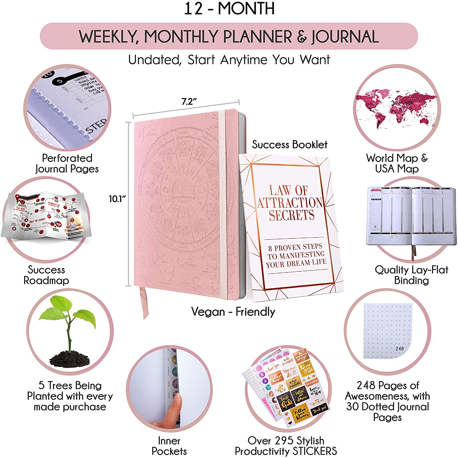 Law of Attraction Planner - Undated Deluxe Weekly, Monthly Planner