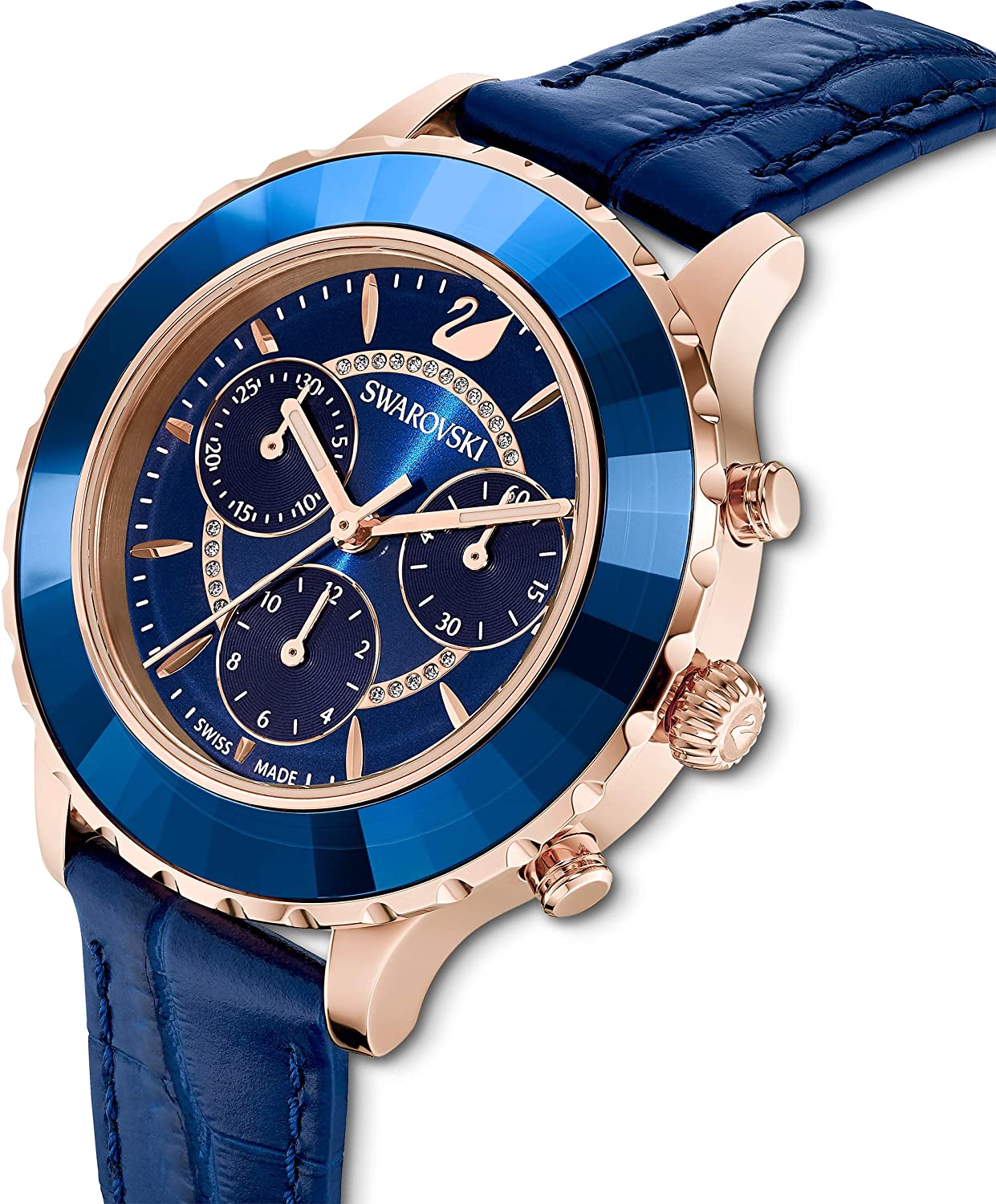 SWAROVSKI Women's Octea Lux Chrono Crystal Watch Collection, Leather Strap - JOY2ESpree
