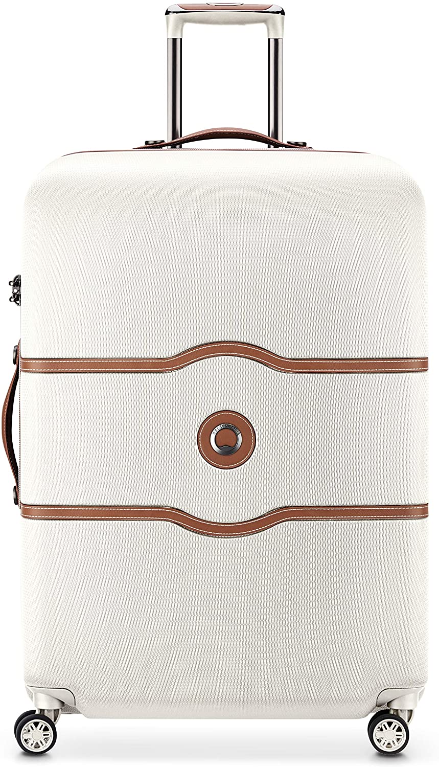 DELSEY Paris Chatelet Hardside Luggage with Spinner Wheels, Chocolate Brown, Checked-Large 28 Inch, with Brake
