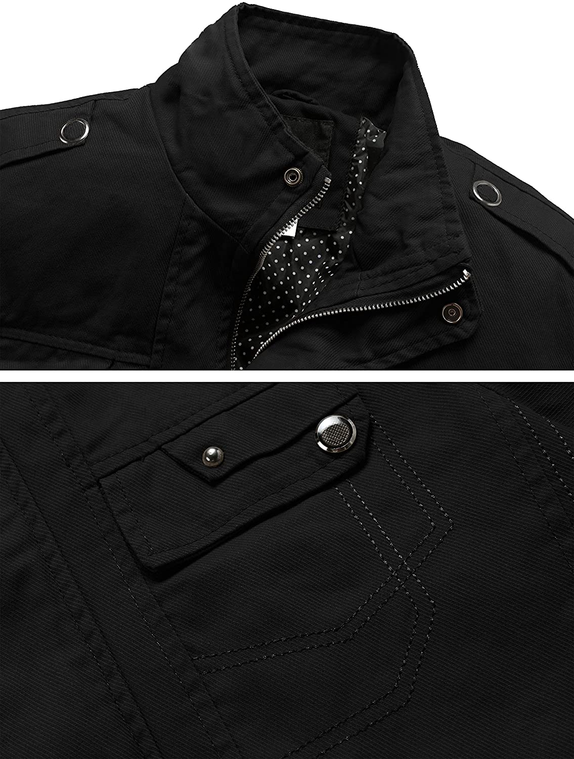 Wantdo Men's Cotton Stand Collar Lightweight Front Zip Jacket