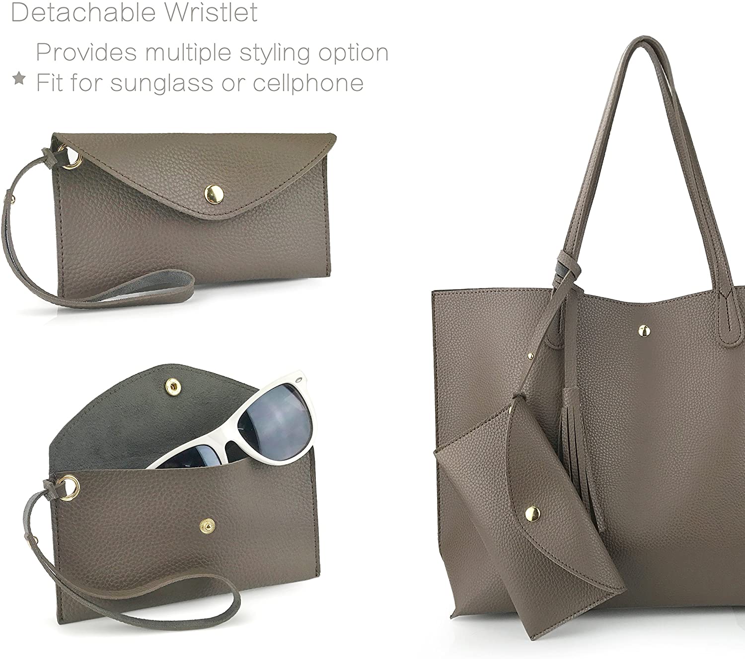 Minimalist Clean Cut Pebbled Faux Leather Tote Womens Shoulder Handbag