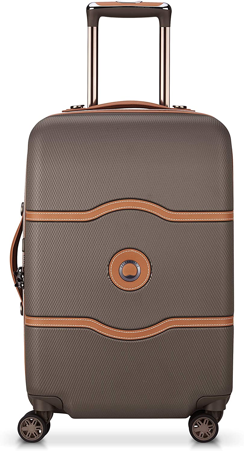 DELSEY Paris Chatelet Hardside Luggage with Spinner Wheels, Chocolate Brown, Checked-Large 28 Inch, with Brake