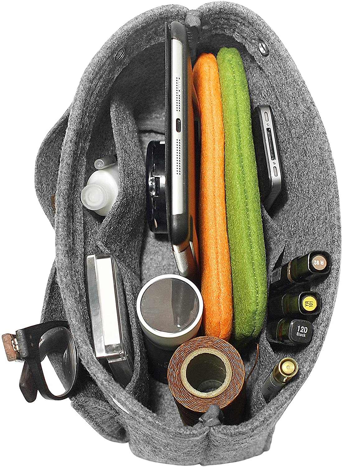 TOPHOME Insert Handbag Organizer Bag in Bag Cosmetic Storage Makeup Bag Organizers Felt Container Organizer Storage Organizing Home Girl Handbag Grey