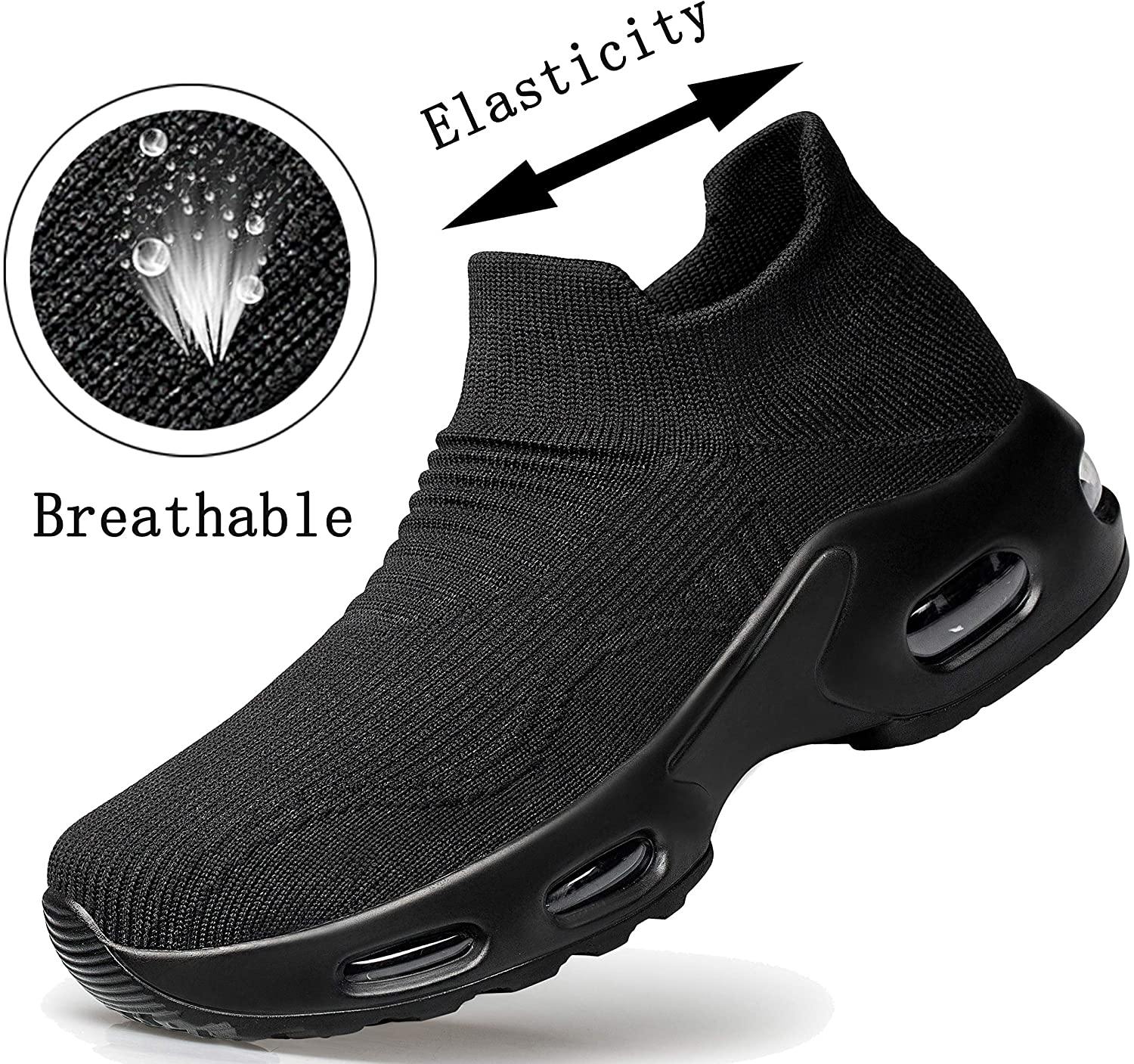 PDBQ Women's Walking Shoes Sock Sneakers Mesh Slip On Air Cushion Nurse Shoes Platform Loafers Breathable Lightweight Comfortable Socks Shoes