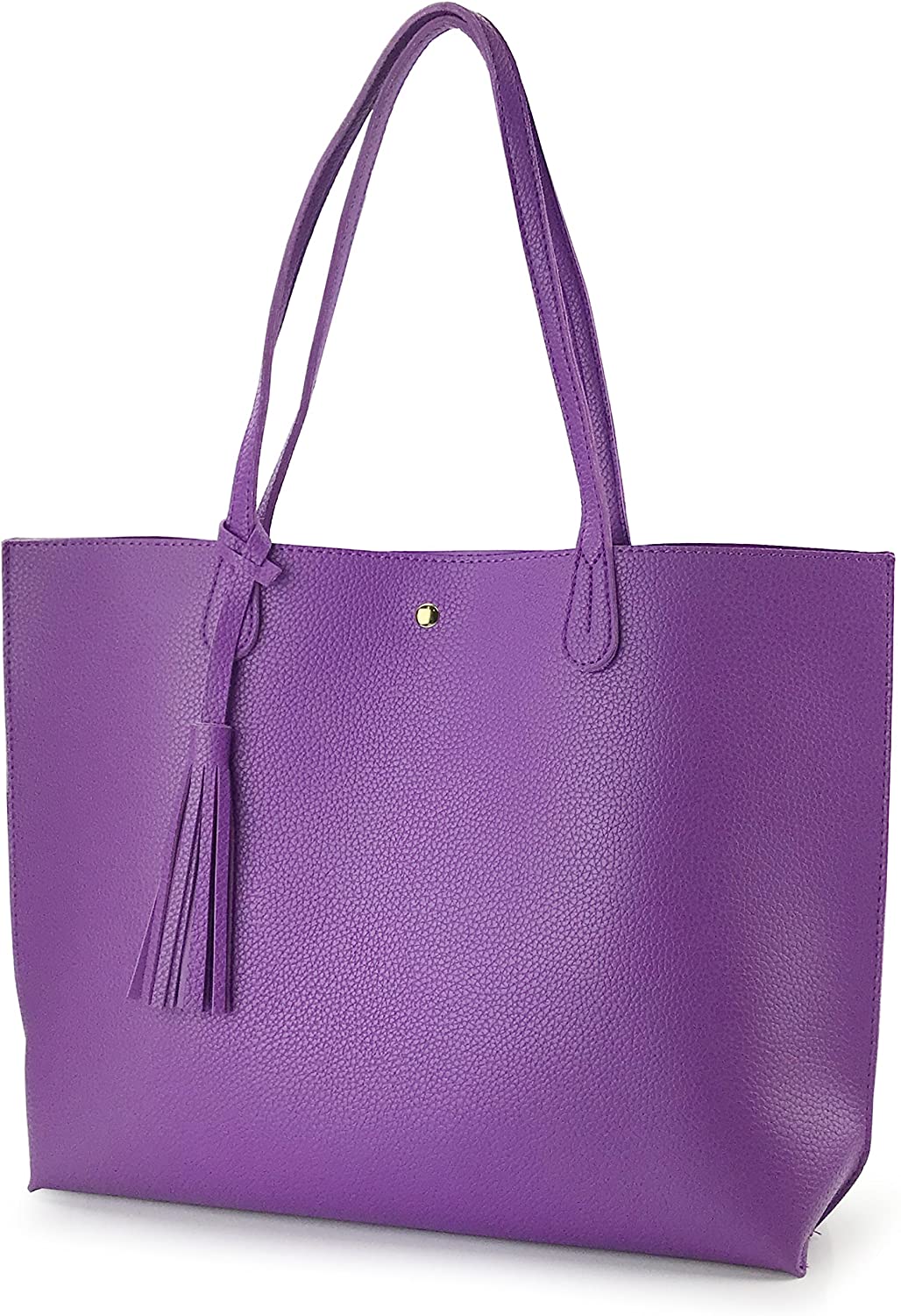 Minimalist Clean Cut Pebbled Faux Leather Tote Womens Shoulder Handbag