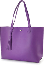 
                        
                          Load image into Gallery viewer, Minimalist Clean Cut Pebbled Faux Leather Tote Womens Shoulder Handbag
                        
                      