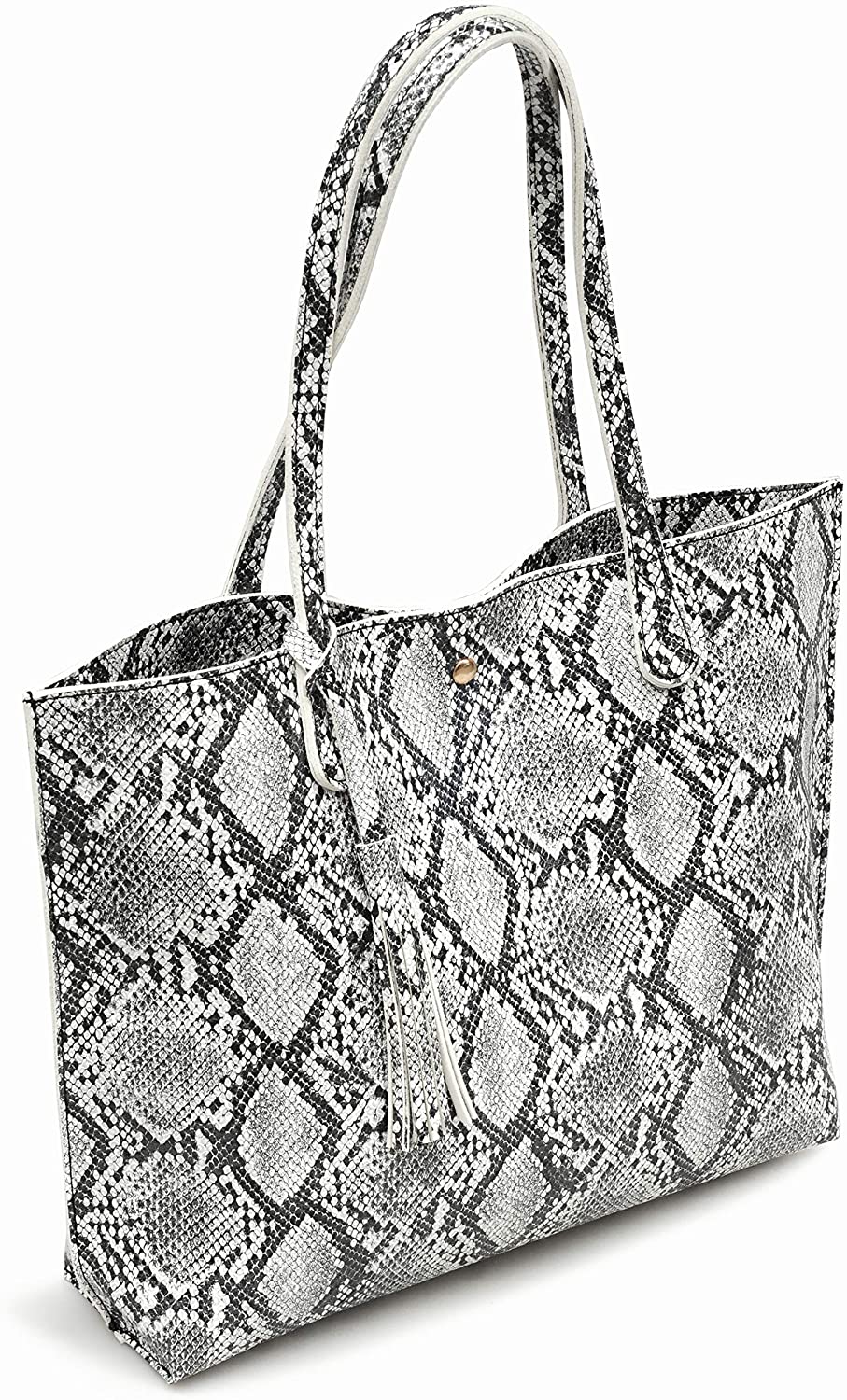 Minimalist Clean Cut Pebbled Faux Leather Tote Womens Shoulder Handbag