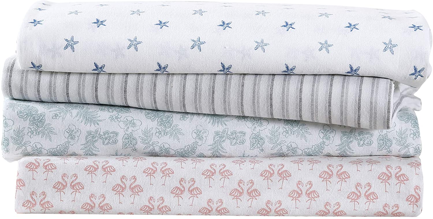 Tommy Bahama | Starfish Treasure Collection | Bed Sheet Set - Crisp & Cool 100% Washed Cotton Lightweight Bedding, Queen, Blue