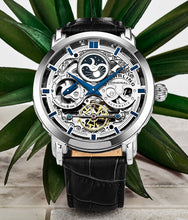 
                        
                          Muat gambar ke penampil Galeri, Stührling Original Mens Watch Stainless Steel Automatic, Skeleton Dial, Dual Time, AM/PM Sun Moon,Genuine Leather Strap 371 Watches for Men Series
                        
                      