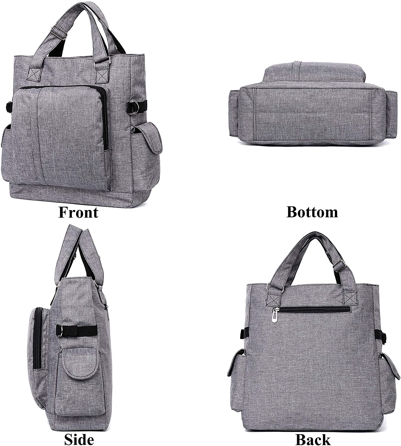 Canvas Tote Bag Waterproof Nylon Multi Pocket Shoulder Bags Laptop Work Bag Teacher Purse and Handbags for Women & Men
