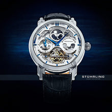 
                        
                          Muat gambar ke penampil Galeri, Stührling Original Mens Watch Stainless Steel Automatic, Skeleton Dial, Dual Time, AM/PM Sun Moon,Genuine Leather Strap 371 Watches for Men Series
                        
                      