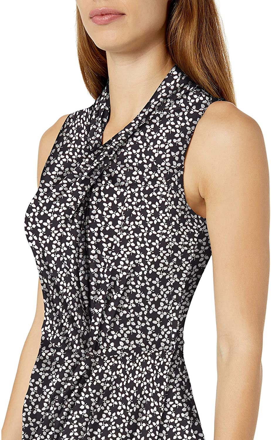 Amazon Brand - Lark & Ro Women's Sleeveless Crossover Twist Neck Faux Wrap Dress