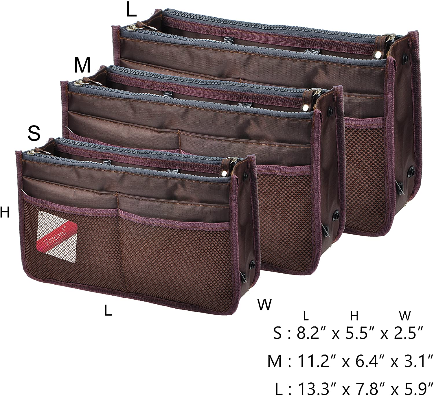 Vercord Updated Purse Handbag Organizer Insert Liner Bag in Bag 13 Pockets Purple Small