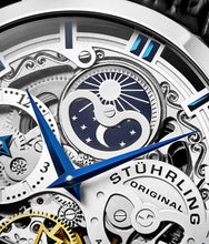 
                        
                          Muat gambar ke penampil Galeri, Stührling Original Mens Watch Stainless Steel Automatic, Skeleton Dial, Dual Time, AM/PM Sun Moon,Genuine Leather Strap 371 Watches for Men Series
                        
                      