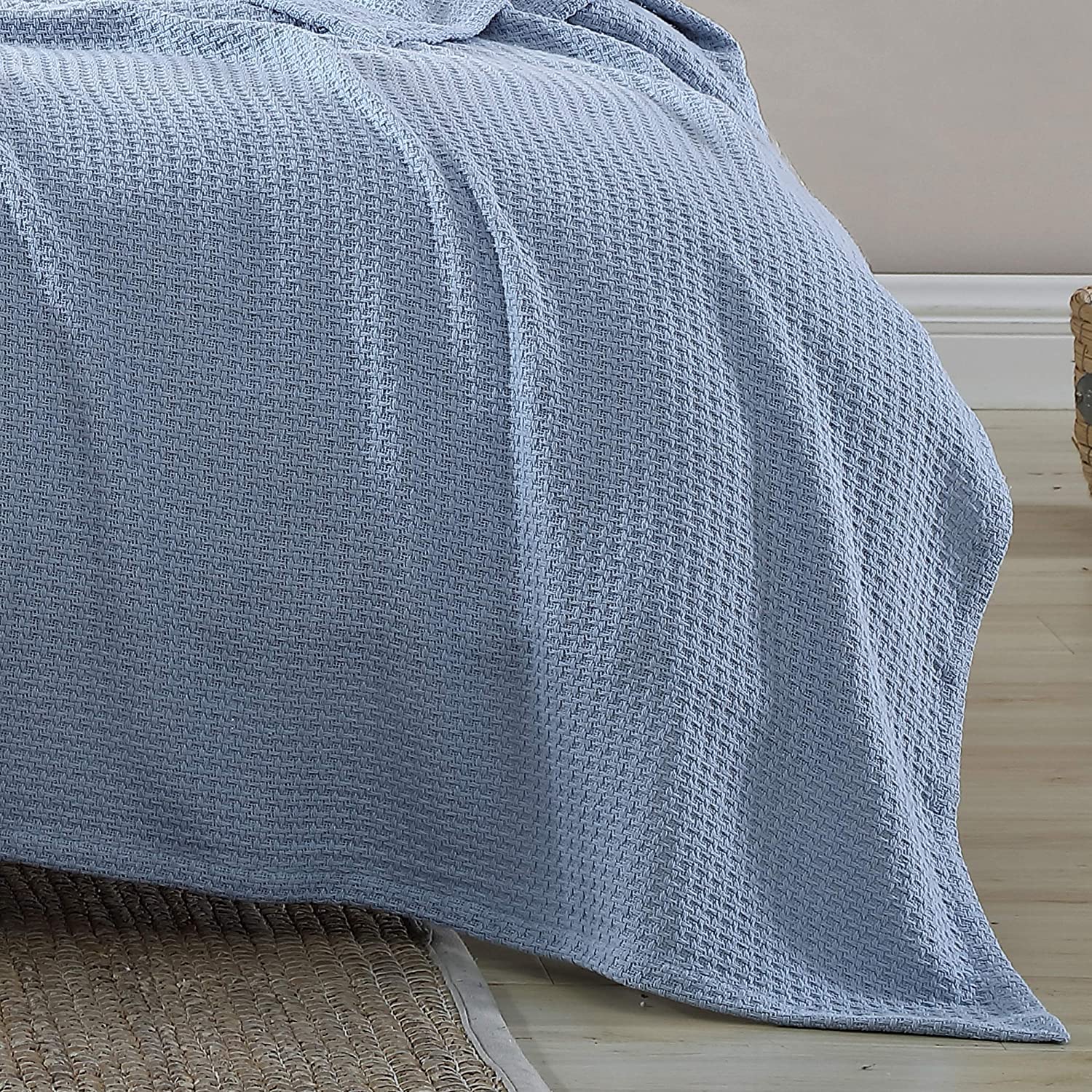 Tommy Bahama Home | Bahama Coast | Blanket-100% Cotton, Hypoallergenic & Ultra-Soft, All Season Bedding, Full/Queen, Blue