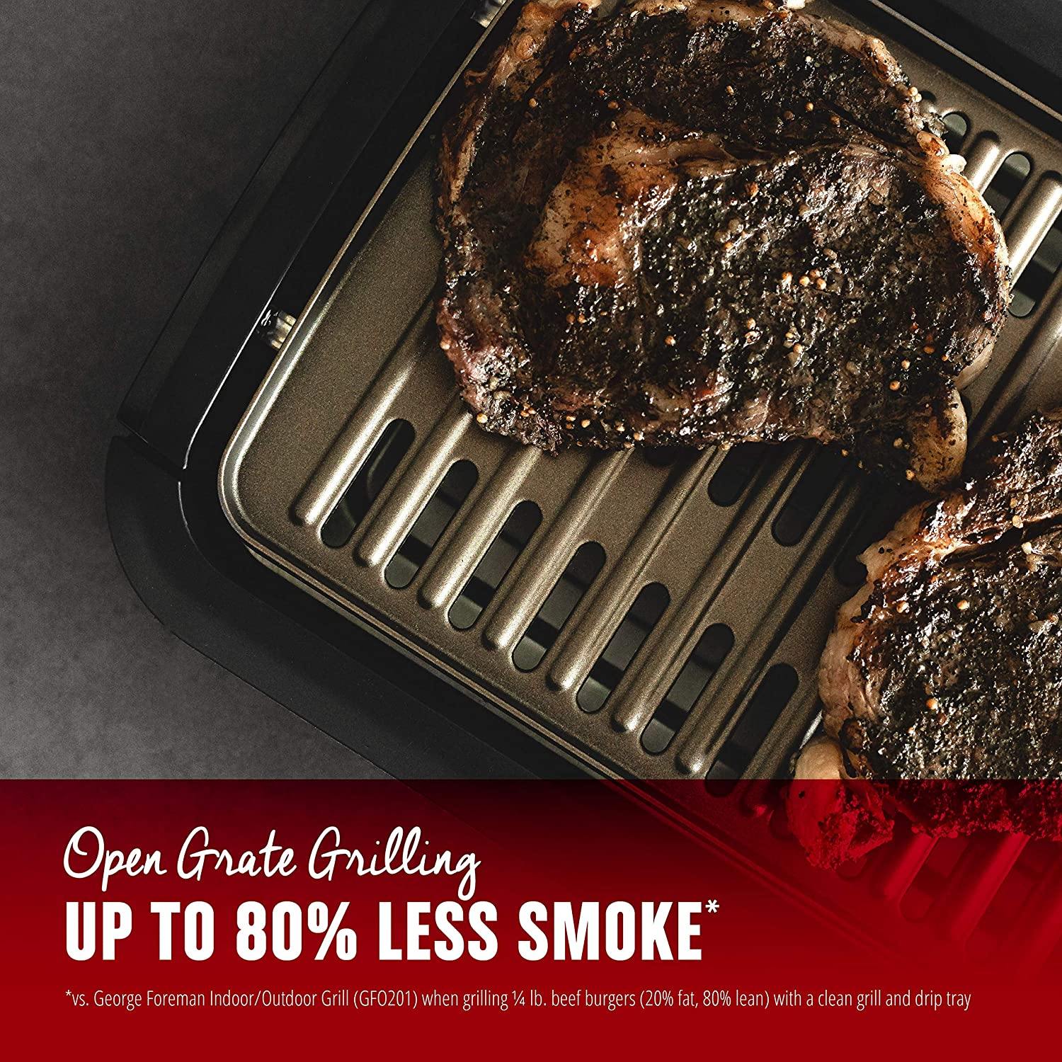 George Foreman GFS0090SB Open Grate Smokeless Grill, Black, Family Size - JOY2ESpree