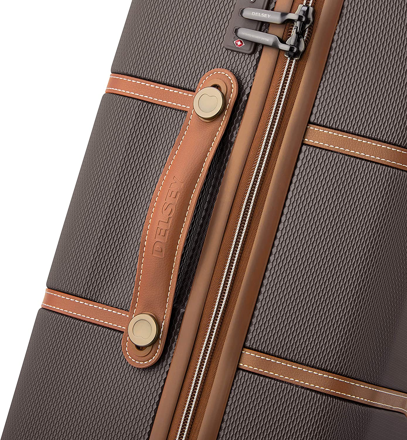 DELSEY Paris Chatelet Hardside Luggage with Spinner Wheels, Chocolate Brown, Checked-Large 28 Inch, with Brake