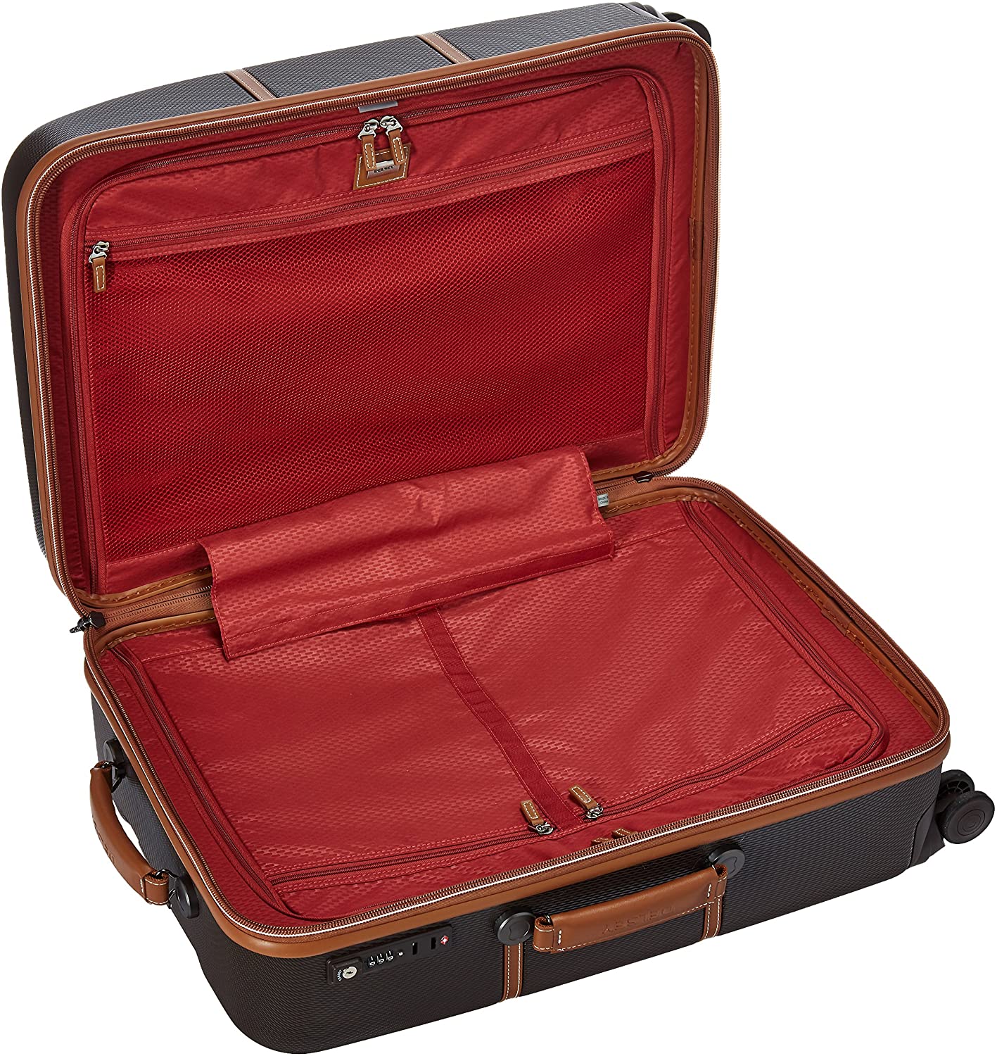 DELSEY Paris Chatelet Hardside Luggage with Spinner Wheels, Chocolate Brown, Checked-Large 28 Inch, with Brake