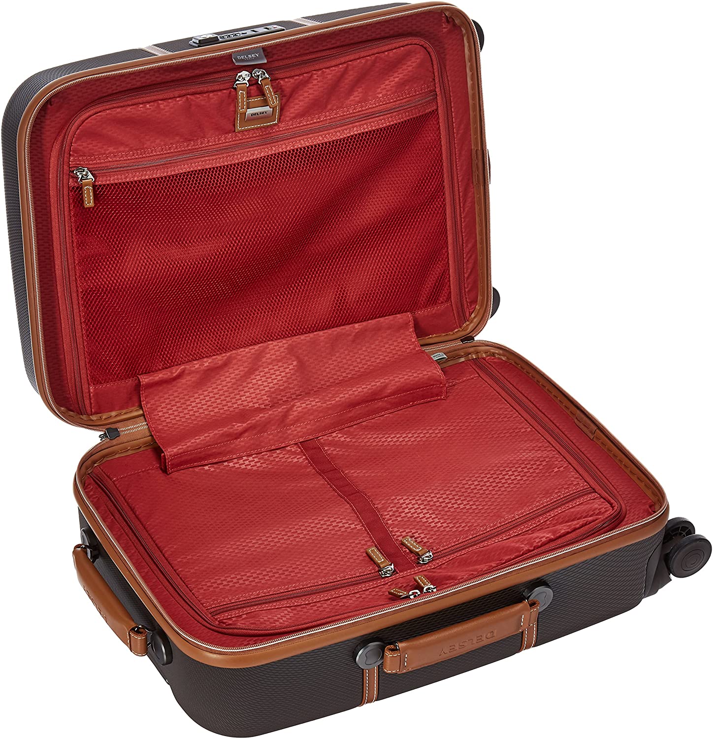 DELSEY Paris Chatelet Hardside Luggage with Spinner Wheels, Chocolate Brown, Checked-Large 28 Inch, with Brake