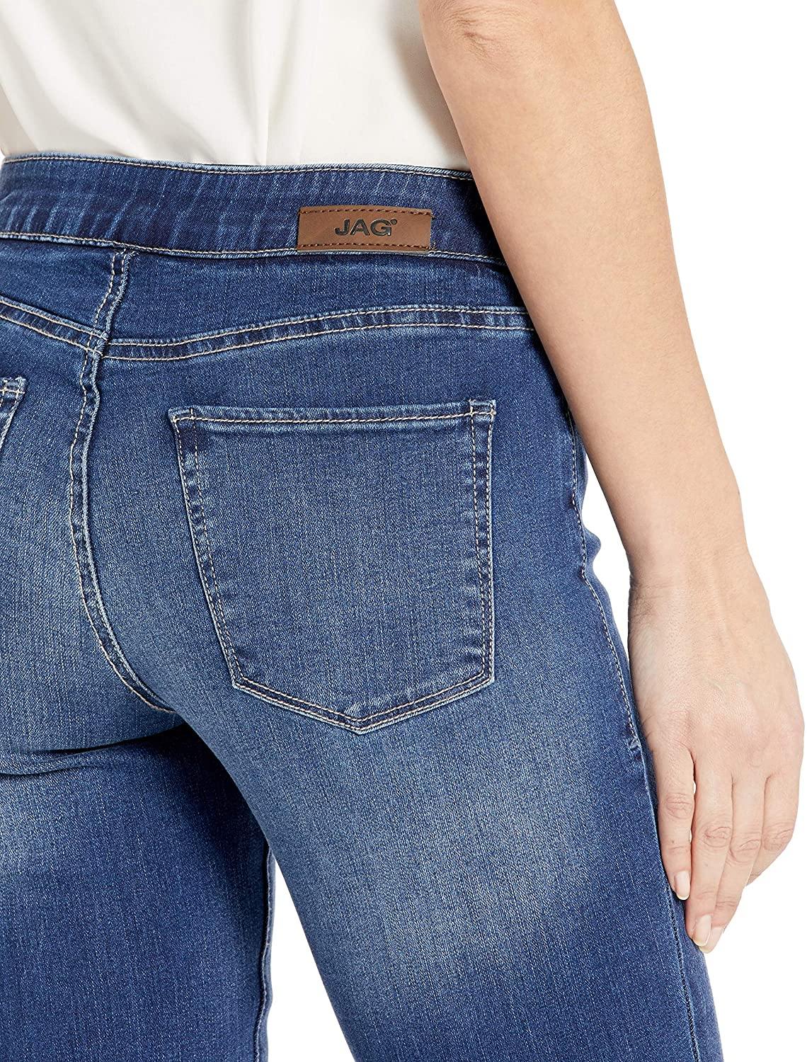 Jag Jeans Women's Lewis Straight Cuffed Pull on Crop with Embroidery