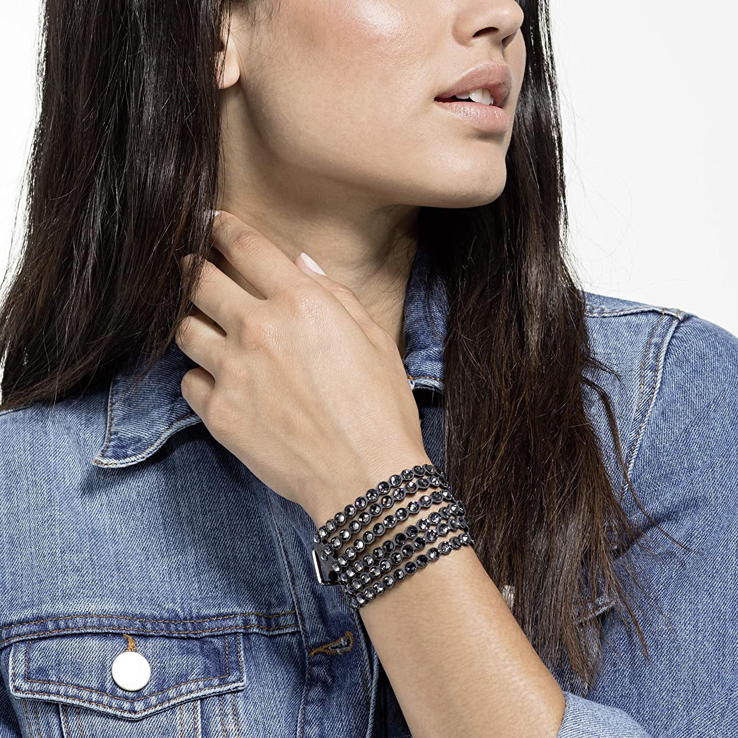SWAROVSKI Women's Leather Look Crystal Power Bracelet Collection - JOY2ESpree