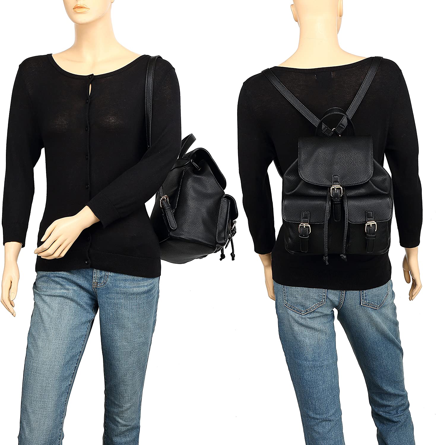 Scarleton Casual Fashion Backpack, Purses for women, Backpack for Women, Fashion Backpack for Women, H160801 - Black
