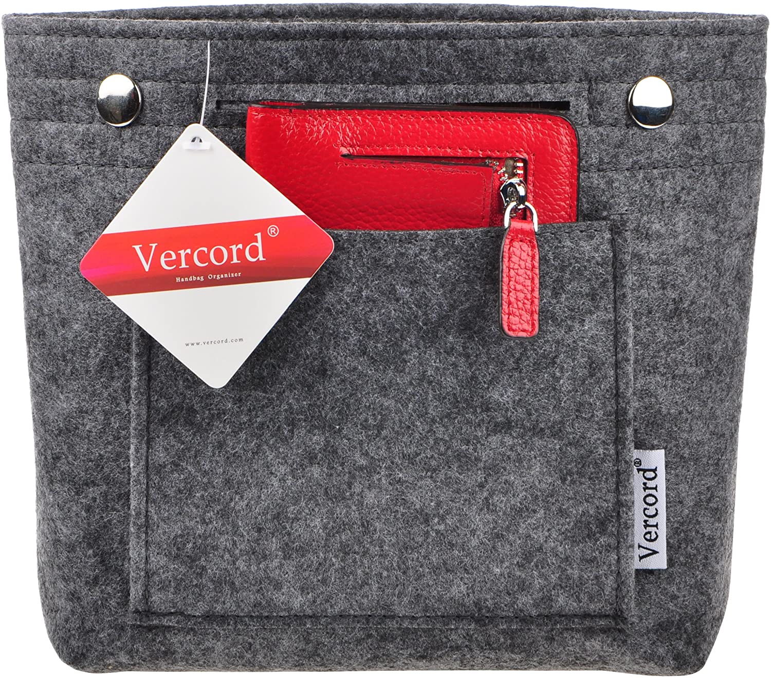 Vercord Felt Tote Handbag Purse Pocketbook Organizer Insert Divider Shaper Bag in Bag