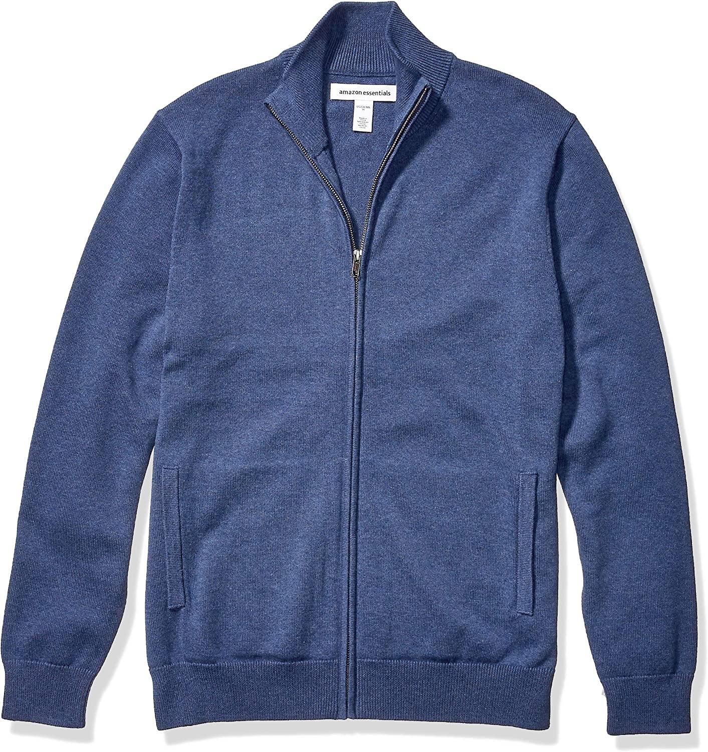 Amazon Essentials Men's Full-Zip Cotton Sweater