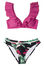 
                        
                          Muat gambar ke penampil Galeri, CUPSHE Women's Orange Floral Bottom Ruffle Hook Closure Bikini Set
                        
                      