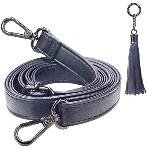 SUPXINJIA Leather Purse Strap Replacement - Adjustable for Handbags Crossbody or Shoulder Bags 34-59 Inch Long, 0.7 Inch Wide, Black with Gold Clasp