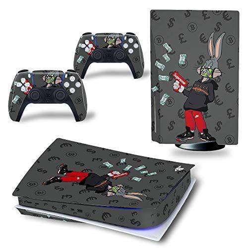 PS5 Console Skin and PS5 Controller Skins Set, Playstation 5 Skin Wrap Decal Sticker PS5 Digital Edition, Money Bunny Decal Kit - JOY2ESpree