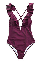 
                        
                          Cargar imagen en el visor de la galería, CUPSHE Women's One Piece Swimsuit Ruffle Deep V Neck Strappy Swimwear Bathing Suits
                        
                      