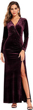 
                        
                          Load image into Gallery viewer, Ababalaya Long Sleeve Wrap Velvet Long Formal Dresses Cocktail Dress
                        
                      