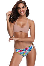 
                        
                          画像をギャラリービューアに読み込む, SHEKINI Women's Floral Printing Cutout Strappy Halter Swimsuits Bikini Suits
                        
                      