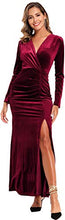 
                        
                          Load image into Gallery viewer, Ababalaya Long Sleeve Wrap Velvet Long Formal Dresses Cocktail Dress
                        
                      