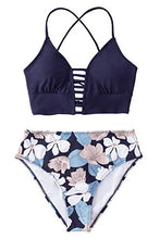 
                        
                          Load image into Gallery viewer, CUPSHE Women’s Bikini Swimsuit Floral Print Lace Up Strappy Two Piece Bathing Suit
                        
                      