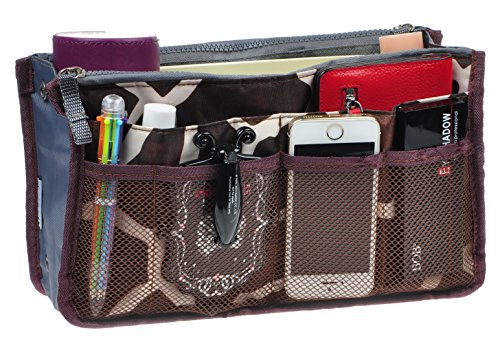 Vercord Purse Organizer Insert for Handbags Bag Organizers Inside Tote Pocketbook Women Nurse Nylon 13 Pockets Black Medium