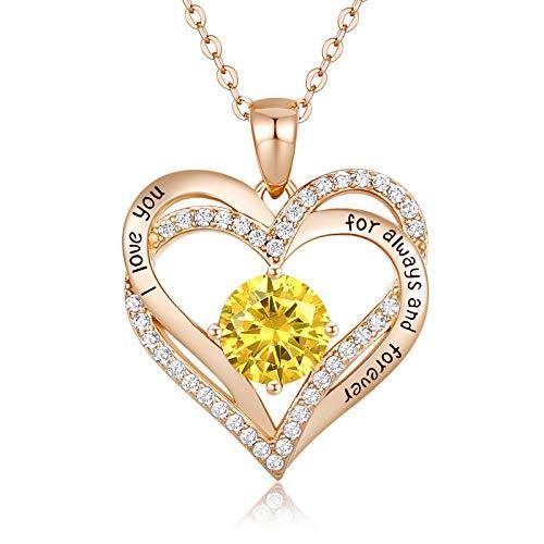 CDE Forever Love Heart Women Necklace 925 Sterling Silver Rose Gold Plated Birthstone Pendant Necklaces for Women - JOY2ESpree
