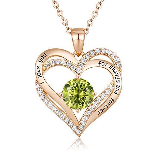 CDE Forever Love Heart Women Necklace 925 Sterling Silver Rose Gold Plated Birthstone Pendant Necklaces for Women - JOY2ESpree