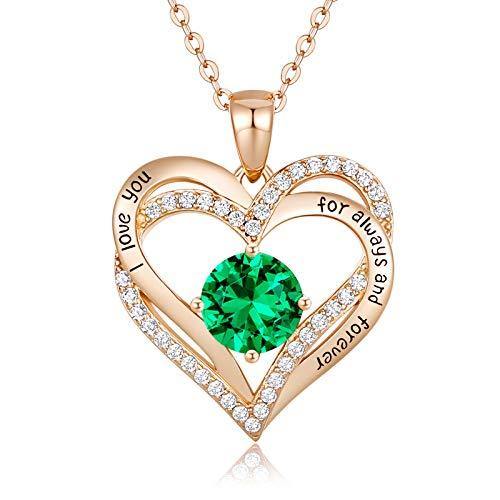 CDE Forever Love Heart Women Necklace 925 Sterling Silver Rose Gold Plated Birthstone Pendant Necklaces for Women - JOY2ESpree