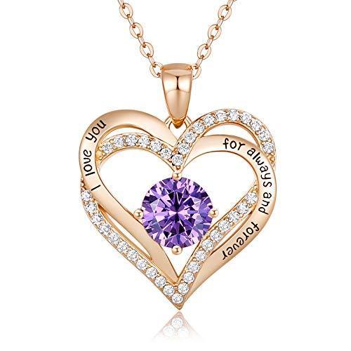 CDE Forever Love Heart Women Necklace 925 Sterling Silver Rose Gold Plated Birthstone Pendant Necklaces for Women - JOY2ESpree