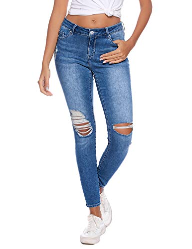 Resfeber Women's Ripped Boyfriend Jeans Cute Distressed Jeans Stretch Skinny Jeans with Hole