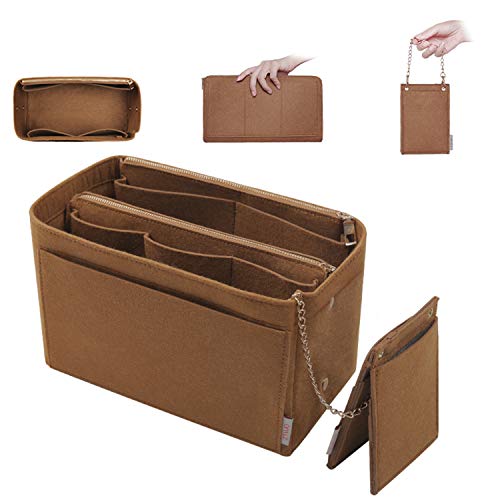 Purse Organizer, Purse Organizer Insert With 2 Metal Zipper, Bag Organizer With RFID Blocking Pocket Purse Organizer insert